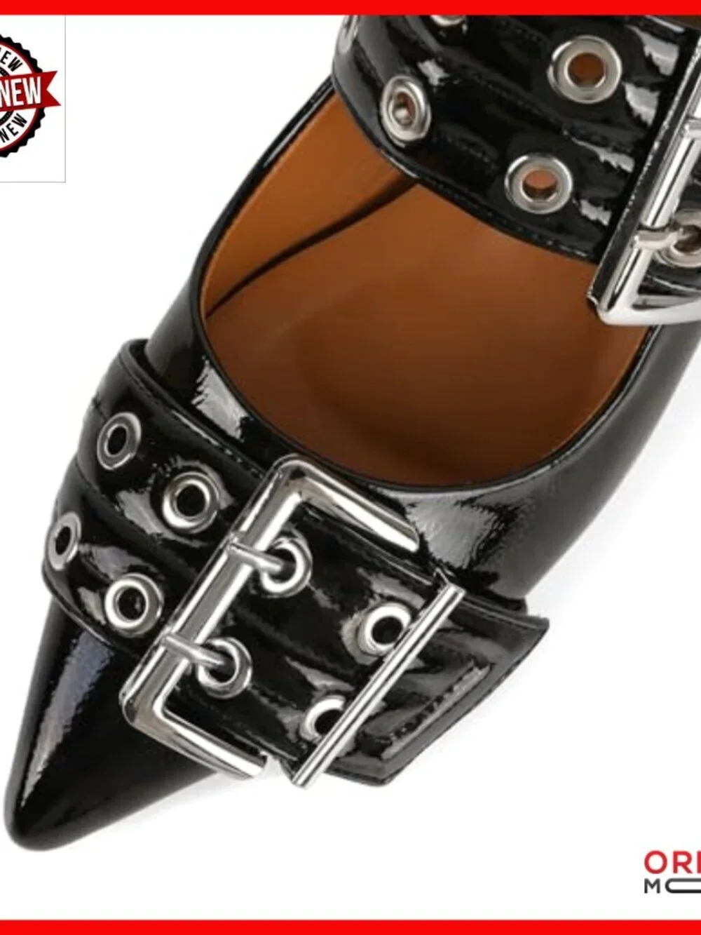 Pointed Toe Mary Jane Pumps with Metal Buckle Strap, 2 Inch Block Heels